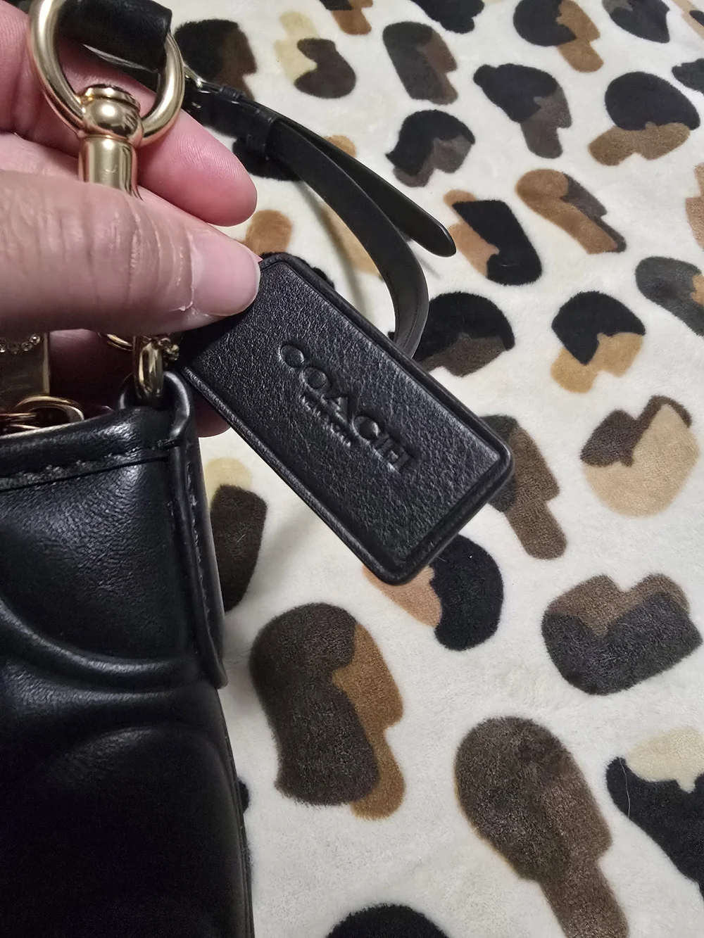 COACH Black Quilted Signature Leather Shoulder Bag